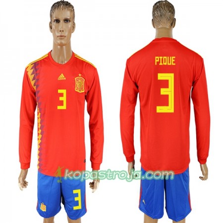 Billiga Fotbollströjor Spanien Pique 3 VM 2018 Hemma tröja Långärmad